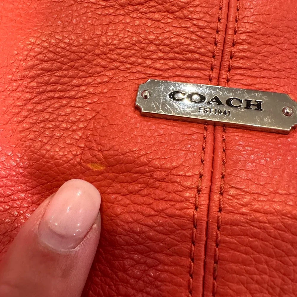 COACH New York F23309 Avery Pebble Grain Coral Leather Large Hobo